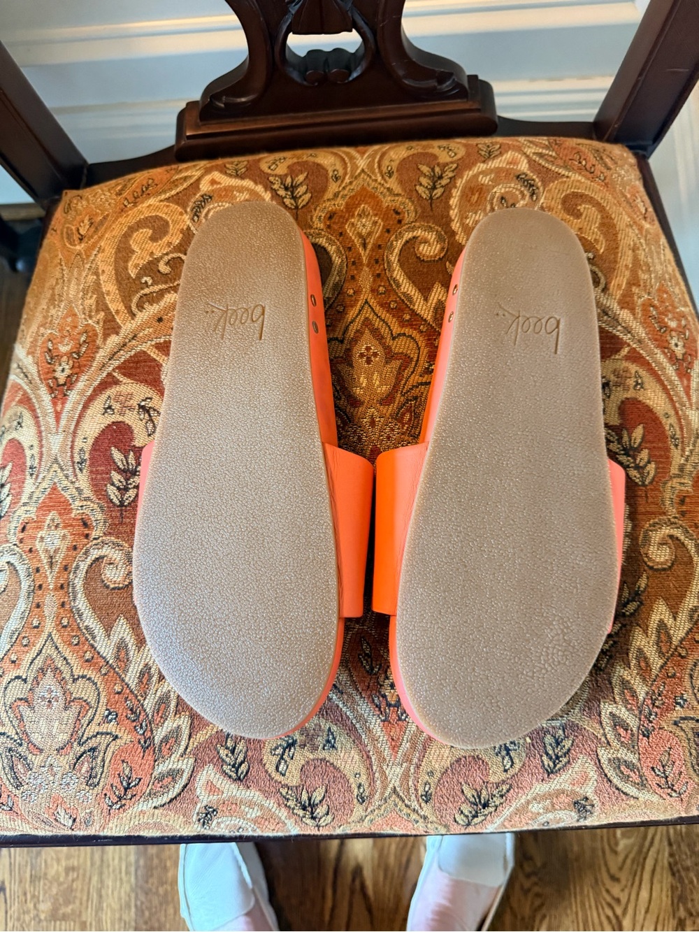 Beek Coral Leather Slide Sandals Tangerine color size 9 memory foam footbed - Picture 7 of 12